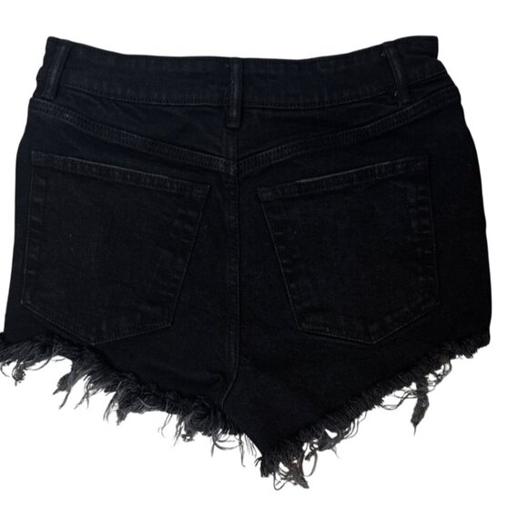 2/$30 ZARA Size 4 Black Distressed High-Waisted Denim Shorts Frayed Hem - Picture 8 of 11